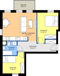 3 pokoje, mieszkanie 55,62 m², piętro 1, oferta nr A'2/8, Osiedle Przy Lipowej, Święta Katarzyna, ul. Lipowa