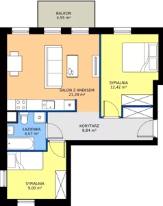 3 pokoje, mieszkanie 55,62 m², piętro 2, oferta nr A'3/12, Osiedle Przy Lipowej, Święta Katarzyna, ul. Lipowa