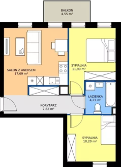 3 pokoje, mieszkanie 51,91 m², piętro 2, oferta nr A'3/9, Osiedle Przy Lipowej, Święta Katarzyna, ul. Lipowa