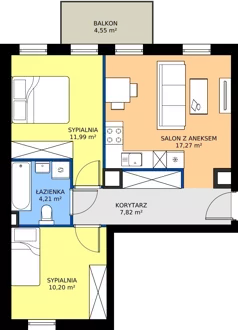 3 pokoje, mieszkanie 51,49 m², piętro 2, oferta nr A1/12, Osiedle Przy Lipowej, Święta Katarzyna, ul. Lipowa