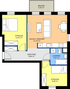 3 pokoje, mieszkanie 55,62 m², piętro 1, oferta nr A1/5, Osiedle Przy Lipowej, Święta Katarzyna, ul. Lipowa