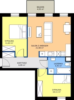 3 pokoje, mieszkanie 55,16 m², piętro 2, oferta nr B3/9, Osiedle Przy Lipowej, Święta Katarzyna, ul. Lipowa