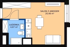1 pokój, mieszkanie 25,26 m², piętro 3, oferta nr KO1/B/4/72, Konopacka, Warszawa, Praga Północ, Nowa Praga, ul. Konopacka 12