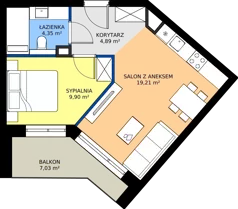 2 pokoje, mieszkanie 38,35 m², piętro 2, oferta nr WA2/A/21, Waniliowa, Wrocław, Lipa Piotrowska, Psie Pole, ul. Waniliowa