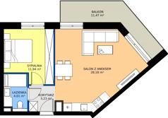 2 pokoje, mieszkanie 47,36 m², piętro 1, oferta nr WA2/B/15, Waniliowa, Wrocław, Lipa Piotrowska, Psie Pole, ul. Waniliowa