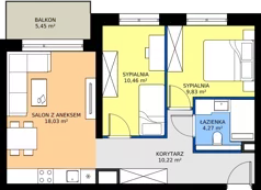 3 pokoje, mieszkanie 52,81 m², piętro 1, oferta nr WA2/A/18, Waniliowa, Wrocław, Lipa Piotrowska, Psie Pole, ul. Waniliowa