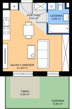 1 pokój, mieszkanie 29,07 m², parter, oferta nr OST1/D/1/92, Ostródzka, Warszawa, Białołęka, Białołęka, ul. Ostródzka  110
