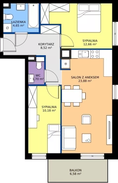 3 pokoje, mieszkanie 61,59 m², piętro 2, oferta nr OST1/A/3/22, Ostródzka, Warszawa, Białołęka, Białołęka, ul. Ostródzka  110