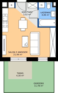1 pokój, mieszkanie 29,08 m², piętro 2, oferta nr OST1/B/3/52, Ostródzka, Warszawa, Białołęka, Białołęka, ul. Ostródzka  110