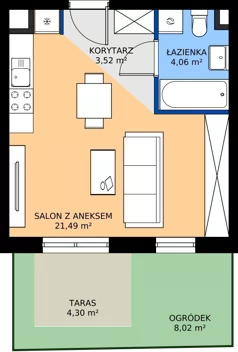 1 pokój, mieszkanie 29,07 m², parter, oferta nr OST1/E/1/122, Ostródzka, Warszawa, Białołęka, Białołęka, ul. Ostródzka  110