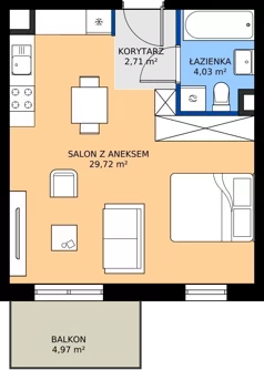 1 pokój, mieszkanie 36,46 m², piętro 1, oferta nr OST1/A/2/14, Ostródzka, Warszawa, Białołęka, Białołęka, ul. Ostródzka  110