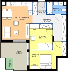 3 pokoje, mieszkanie 60,58 m², piętro 1, oferta nr OST1/B/2/45, Ostródzka, Warszawa, Białołęka, Białołęka, ul. Ostródzka  110