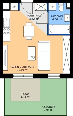 1 pokój, mieszkanie 29,07 m², parter, oferta nr OST1/C/1/62, Ostródzka, Warszawa, Białołęka, Białołęka, ul. Ostródzka  110