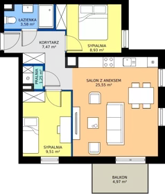 3 pokoje, mieszkanie 56,29 m², piętro 1, oferta nr OST1/F/2/158, Ostródzka, Warszawa, Białołęka, Białołęka, ul. Ostródzka  110