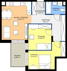 3 pokoje, mieszkanie 60,58 m², piętro 1, oferta nr OST1/B/2/45, Ostródzka, Warszawa, Białołęka, Białołęka, ul. Ostródzka  110