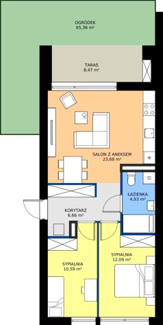 3 pokoje, mieszkanie 57,79 m², piętro 1, oferta nr SW/11/61, Strawińskiego, Wrocław, Jagodno, Krzyki, ul. Stawińskiego 19