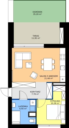 2 pokoje, mieszkanie 46,04 m², piętro 1, oferta nr SW/19/93, Strawińskiego, Wrocław, Jagodno, Krzyki, ul. Stawińskiego 19