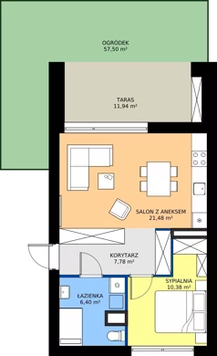 2 pokoje, mieszkanie 46,04 m², piętro 1, oferta nr SW/19/93, Strawińskiego, Wrocław, Jagodno, Krzyki, ul. Stawińskiego 19