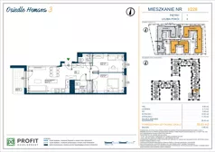 3 pokoje, mieszkanie 57,99 m², piętro 1, oferta nr OH3-2/I/2/228, Osiedle Hemara 3, Warszawa, Białołęka, Brzeziny, ul. Mariana Hemara