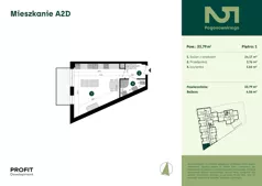 1 pokój, mieszkanie 33,79 m², piętro 1, oferta nr POGO2/A/2D, Pogonowskiego 52, Łódź, Polesie, Stare Polesie, ul. Pogonowskiego 52