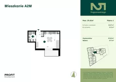 1 pokój, mieszkanie 29,42 m², piętro 1, oferta nr POGO2/A/2M, Pogonowskiego 52, Łódź, Polesie, Stare Polesie, ul. Pogonowskiego 52