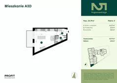 1 pokój, mieszkanie 33,79 m², piętro 2, oferta nr POGO2/A/3D, Pogonowskiego 52, Łódź, Polesie, Stare Polesie, ul. Pogonowskiego 52