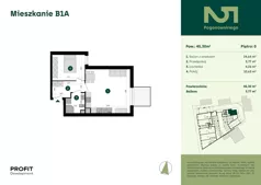 2 pokoje, mieszkanie 45,30 m², parter, oferta nr POGO2/B/1A, Pogonowskiego 52, Łódź, Polesie, Stare Polesie, ul. Pogonowskiego 52