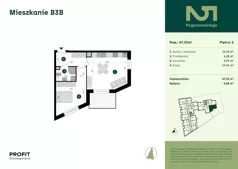 2 pokoje, mieszkanie 47,33 m², piętro 2, oferta nr POGO2/B/3B, Pogonowskiego 52, Łódź, Polesie, Stare Polesie, ul. Pogonowskiego 52