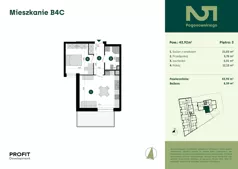 2 pokoje, mieszkanie 43,92 m², piętro 3, oferta nr POGO2/B/4C, Pogonowskiego 52, Łódź, Polesie, Stare Polesie, ul. Pogonowskiego 52