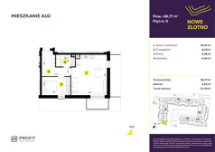 2 pokoje, mieszkanie 48,70 m², parter, oferta nr TRF/A/1D, Nowe Złotno, Łódź, Polesie, Złotno, ul. Traktorowa 24