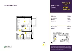 2 pokoje, mieszkanie 46,26 m², piętro 1, oferta nr TRF/A/2B, Nowe Złotno, Łódź, Polesie, Złotno, ul. Traktorowa 24