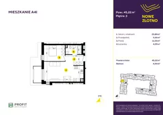 2 pokoje, mieszkanie 45,35 m², piętro 3, oferta nr TRF/A/4I, Nowe Złotno, Łódź, Polesie, Złotno, ul. Traktorowa 24