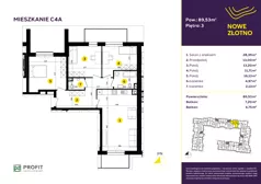 4 pokoje, mieszkanie 90,03 m², piętro 3, oferta nr TRF/C/4A, Nowe Złotno, Łódź, Polesie, Złotno, ul. Traktorowa 24