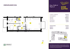 3 pokoje, mieszkanie 71,78 m², piętro 2, oferta nr TRF/D/3G, Nowe Złotno, Łódź, Polesie, Złotno, ul. Traktorowa 24