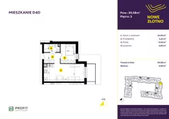 2 pokoje, mieszkanie 39,81 m², piętro 3, oferta nr TRF/D/4D, Nowe Złotno, Łódź, Polesie, Złotno, ul. Traktorowa 24