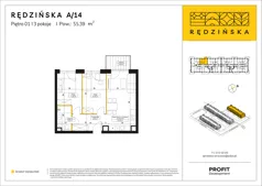 3 pokoje, mieszkanie 55,39 m², piętro 1, oferta nr RD4A/A/14, Rędzińska 4, Wrocław, Maślice, ul. Rędzińska