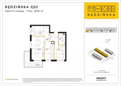 3 pokoje, mieszkanie 58,68 m², piętro 1, oferta nr RD4B/C/12, Rędzińska 4, Wrocław, Maślice, ul. Rędzińska