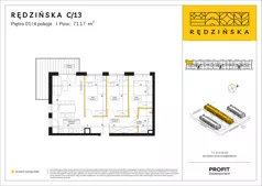 4 pokoje, mieszkanie 71,17 m², piętro 1, oferta nr RD4B/C/13, Rędzińska 4, Wrocław, Maślice, ul. Rędzińska