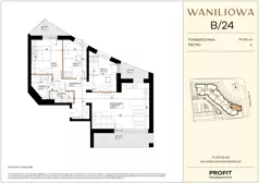 4 pokoje, mieszkanie 74,08 m², piętro 2, oferta nr WA2/B/24, Waniliowa, Wrocław, Lipa Piotrowska, Psie Pole, ul. Waniliowa