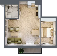 2 pokoje, mieszkanie 42,82 m², piętro 2, oferta nr D1.18, Trakt Lubelski Etap III, Warszawa, Wawer, Zbytki, ul. Trakt Lubelski 181C/181D
