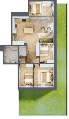 5 pokoi, mieszkanie 81,35 m², parter, oferta nr D2.6, Trakt Lubelski Etap III, Warszawa, Wawer, Zbytki, ul. Trakt Lubelski 181C/181D