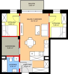 3 pokoje, mieszkanie 51,90 m², piętro 1, oferta nr B2.19, Osiedle Zielony Zakątek - Etap II, Wołomin, ul. Legionów 142A/144