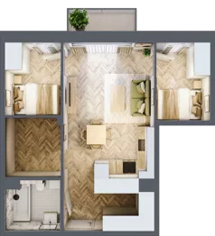 3 pokoje, mieszkanie 51,90 m², piętro 1, oferta nr B2.19, Osiedle Zielony Zakątek - Etap II, Wołomin, ul. Legionów 142A/144