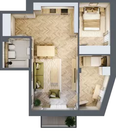 3 pokoje, mieszkanie 60,30 m², piętro 1, oferta nr B2.21, Osiedle Zielony Zakątek - Etap II, Wołomin, ul. Legionów 142A/144