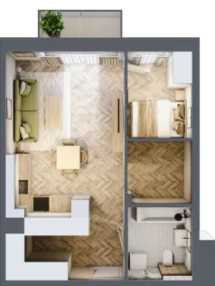 2 pokoje, mieszkanie 46,60 m², parter, oferta nr B2.16, Osiedle Zielony Zakątek - Etap II, Wołomin, ul. Legionów 142A/144