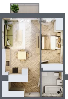 2 pokoje, mieszkanie 43,80 m², parter, oferta nr B2.02, Osiedle Zielony Zakątek - Etap II, Wołomin, ul. Legionów 142A/144