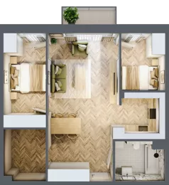 3 pokoje, mieszkanie 61,80 m², piętro 1, oferta nr B2.17, Osiedle Zielony Zakątek - Etap II, Wołomin, ul. Legionów 142A/144