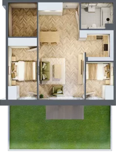 3 pokoje, mieszkanie 60,50 m², piętro 1, oferta nr B3.21, Osiedle Zielony Zakątek - Etap II, Wołomin, ul. Legionów 142A/144