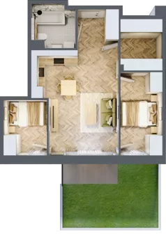 3 pokoje, mieszkanie 54,40 m², parter, oferta nr B3.09, Osiedle Zielony Zakątek - Etap II, Wołomin, ul. Legionów 142A/144