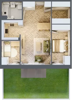 3 pokoje, mieszkanie 61,10 m², parter, oferta nr B3.07, Osiedle Zielony Zakątek - Etap II, Wołomin, ul. Legionów 142A/144